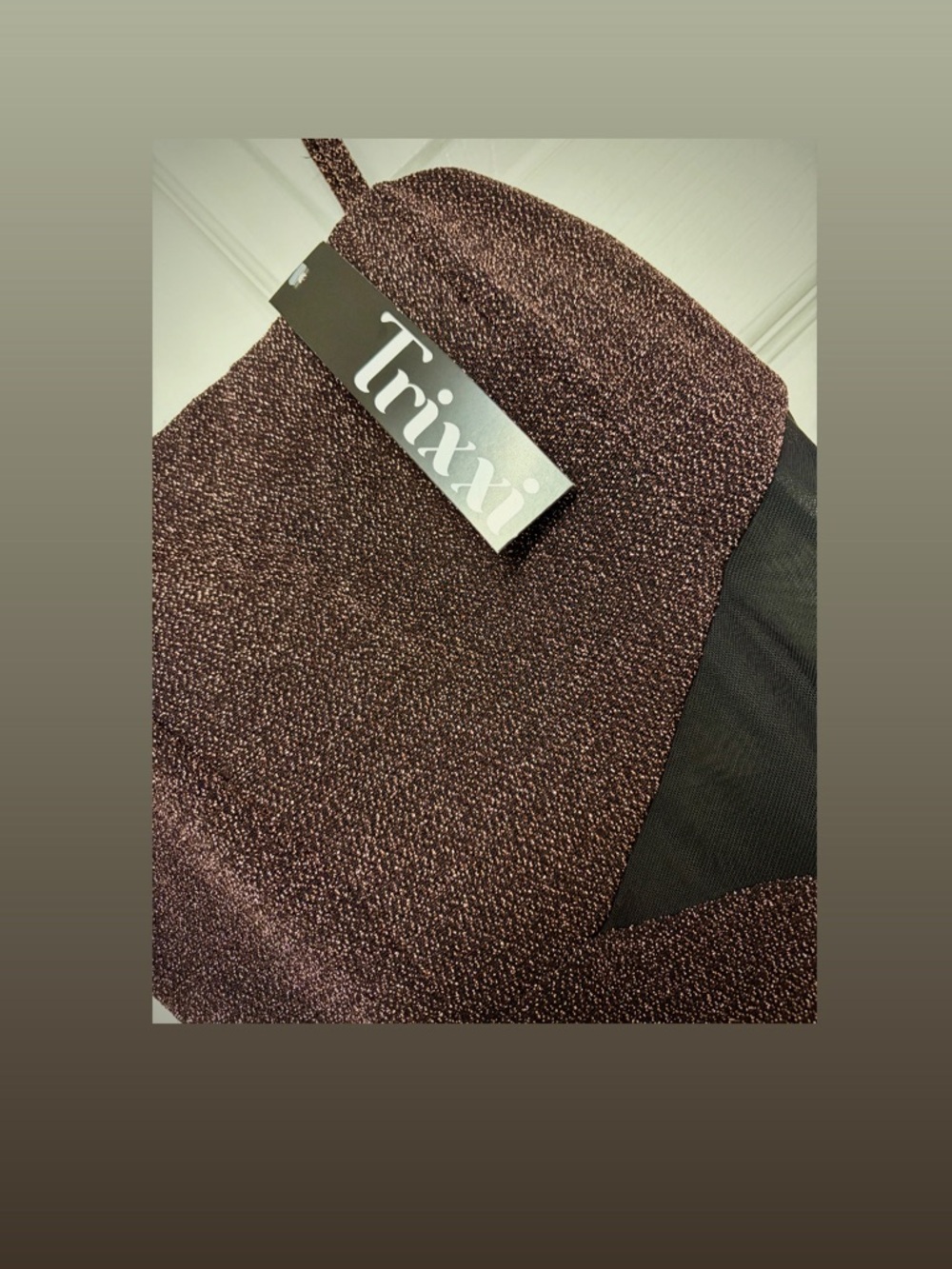 Trixxi Brown Sparkle Cutout Mini Dress - Picture 3 of 3